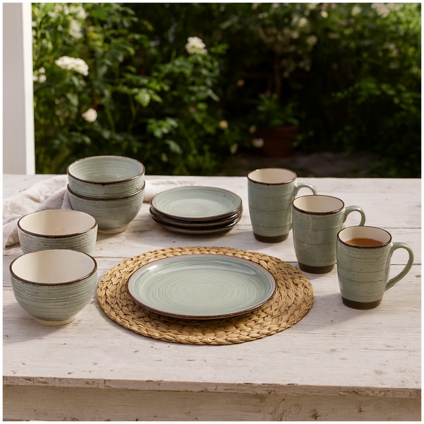 NTK-Collection Grün 16-teiliges Tafelservice aus Keramik