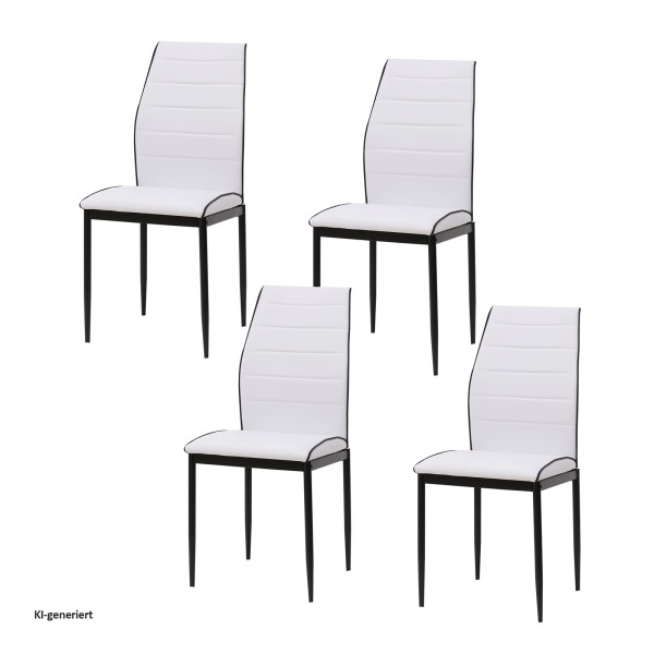 Stuhl Madison PU Weiß mit schwarz 4er Set