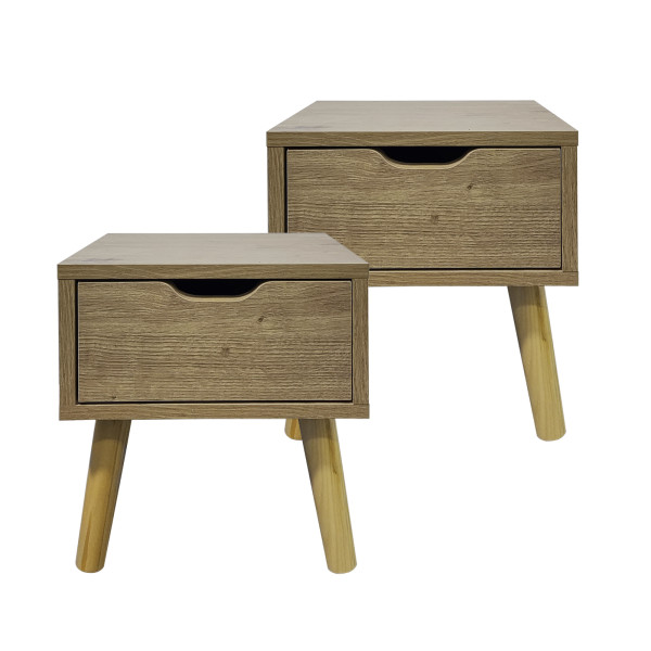 HTI-Living Thekla Artisaneiche Nachttisch 1 Schublade 2er-Set
