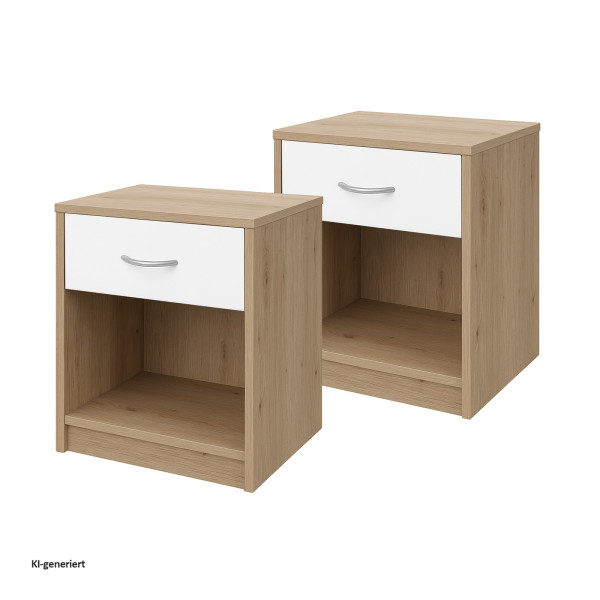 Nachtkonsole Nachtschrank Nina 1 Weiß Artisan 2er