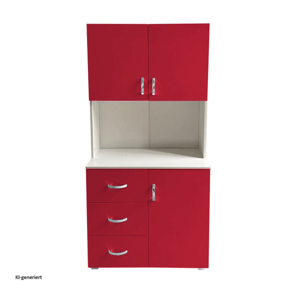 Badschrank rot weiß