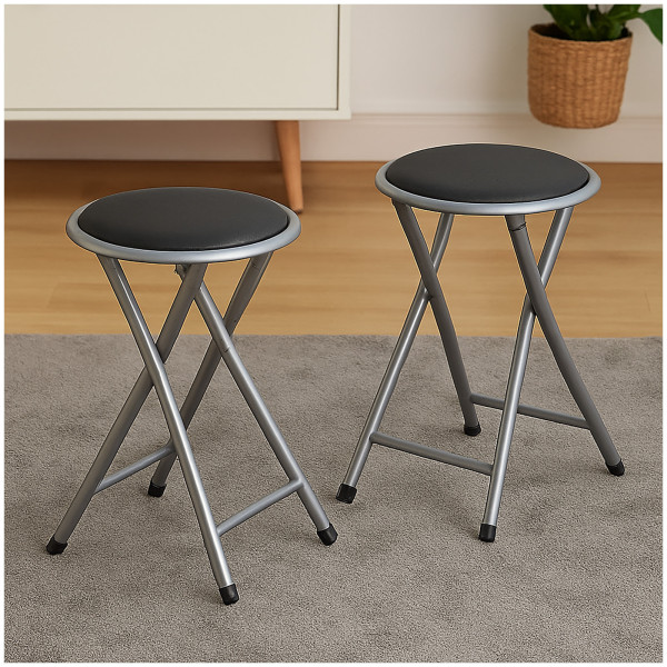 HTI-Living Sitzhöhe 45 cm klappbar Faltbarer Hocker mit Metallgestell und Kunstleder