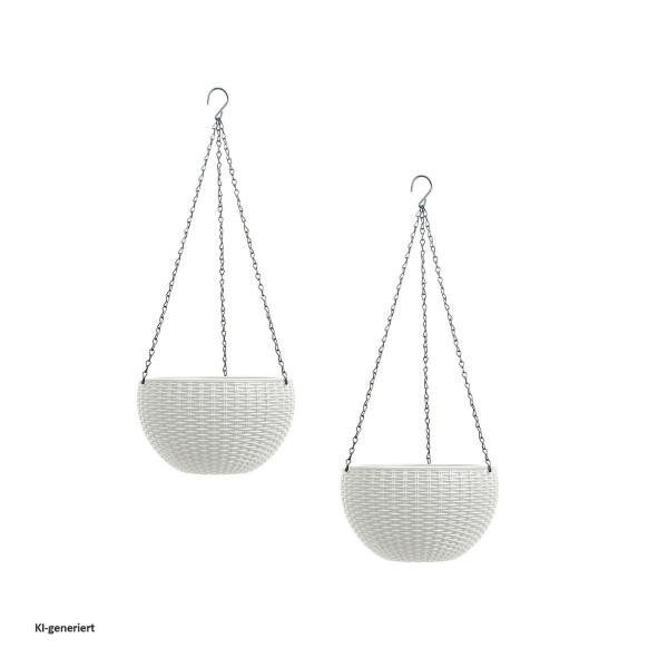 Blumenampel Nessa, Korb, weiß, 2er Set