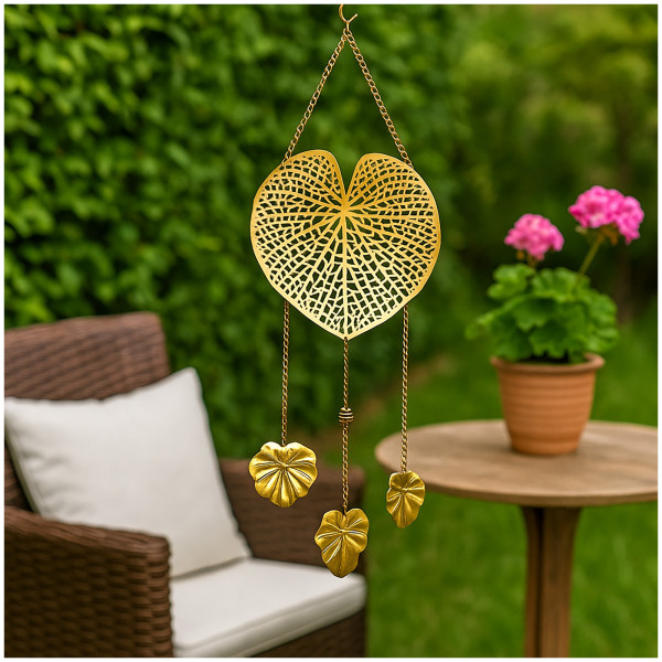 HTI-Living Wanddeko Gartendekoration Hängedeko Metall goldfarben Blätter