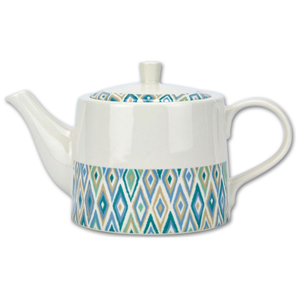 Kanne Fine China Retro Dekor Rauten türkis