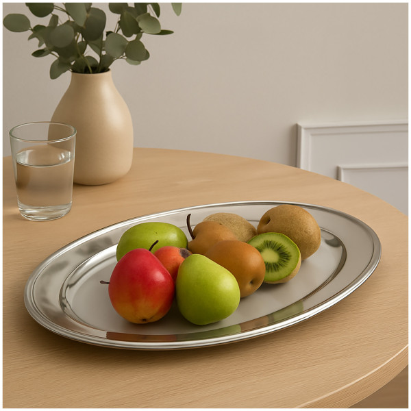 neuetischkultur 45 x 29 cm – Ideal für Obst, Käse, Gebäck uvm Elegante Servierplatte oval aus Edelst