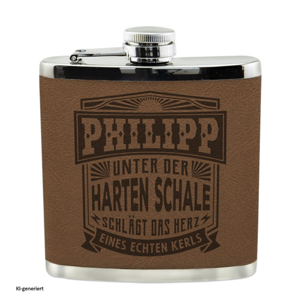 Flachmann Philip Hartkunststoff mit Kunstleder ver