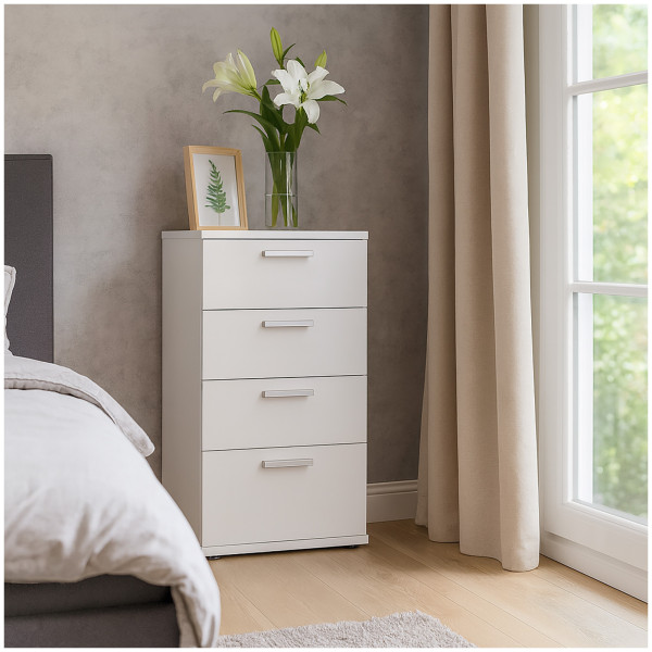 HTI-Living Nina Weiß Nachtkommode 4 Schubladen