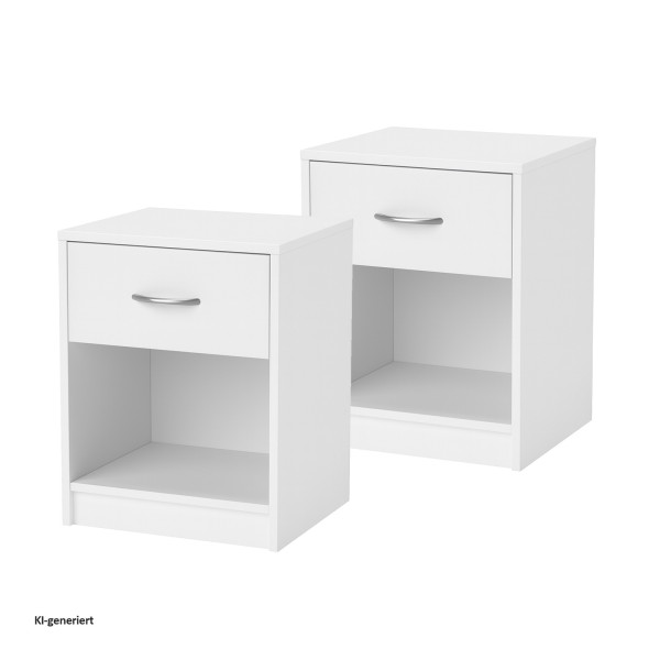 Nachtkonsole Nachtschrank Nina 1 Weiß 2er Set