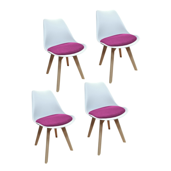 Stuhl Atlanta Weiß/Webstoff Pink 4er Set