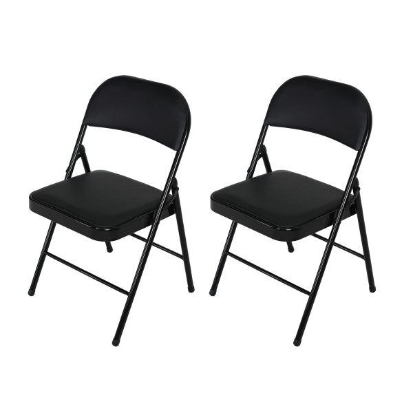 HTI-Living Kunstleder Schwarz-Schwarz 2er-Set Klappstuhl Wedigo