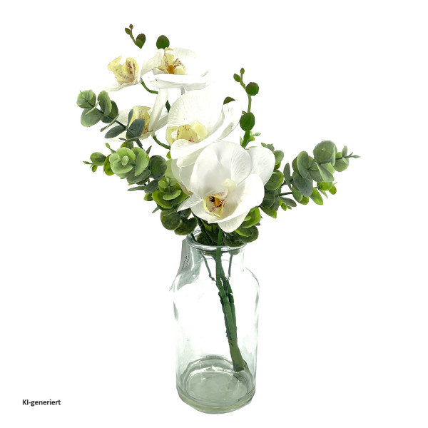 Orchideen-Arrangement im Glas, Kunstblume