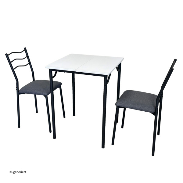 Essgruppe Thora 3-teilig Tischplatte Schwarz