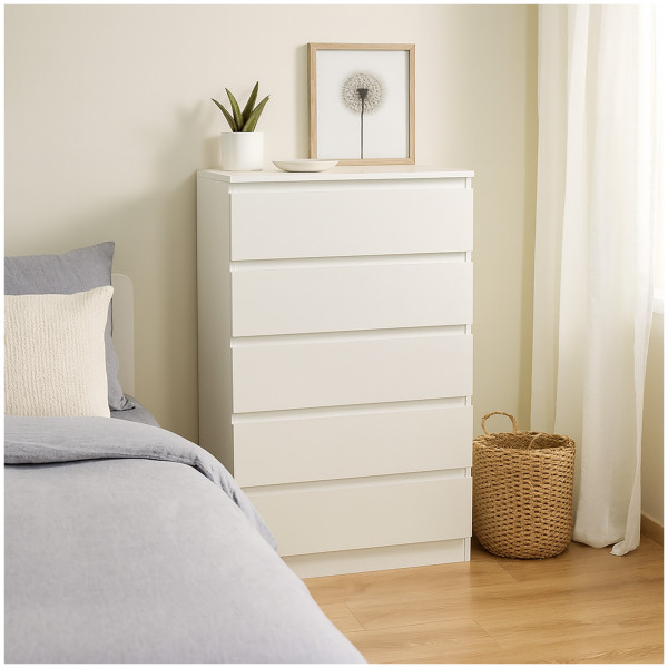 HTI-Living Modernes Design und viel Stauraum Kommode in weiß mit 5 grifflosen Schubladen