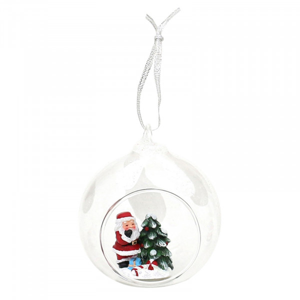 SIGRO Weihnachtsmann mit Geschenken Figur in Glaskugel
