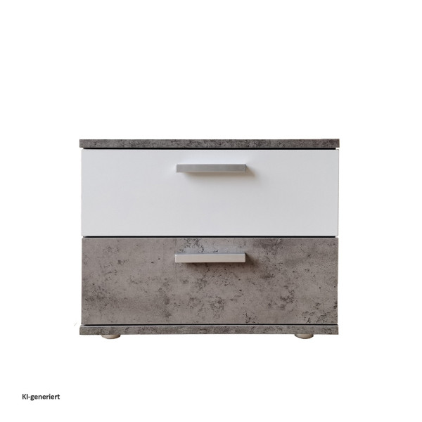Nachtkonsole Nachtschrank Nina 2 Beton Weiß