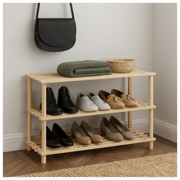HTI-Living 3 Ebenen Schuhregal aus Bambus in Natur