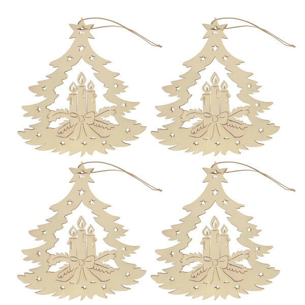 HTI-Living Adventskerze 4er Set Dekohänger Holz