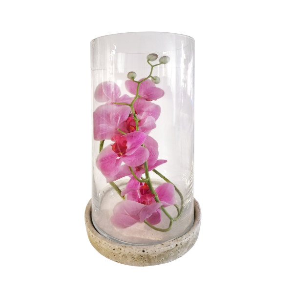 Windlicht / Vase mit Keramikuntersetzer