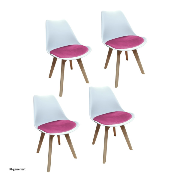 Stuhl Atlanta Weiß/Velvet Pink 4er Set