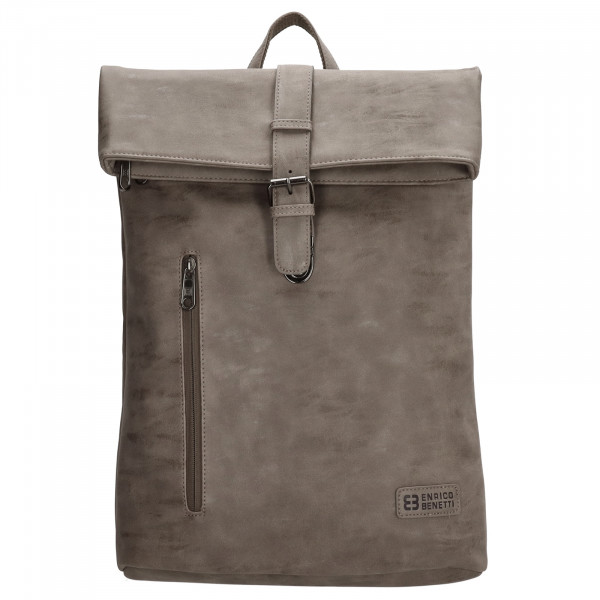 Kunstleder Taupe Laptoprucksack Notebooktasche
