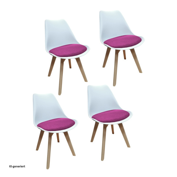 Stuhl Atlanta Weiß/Webstoff Pink