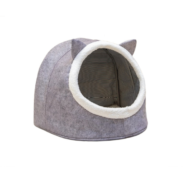 HTI-Living Grau mit niedlichen Ohren Kleintierhöhle für Hunde oder Katzen
