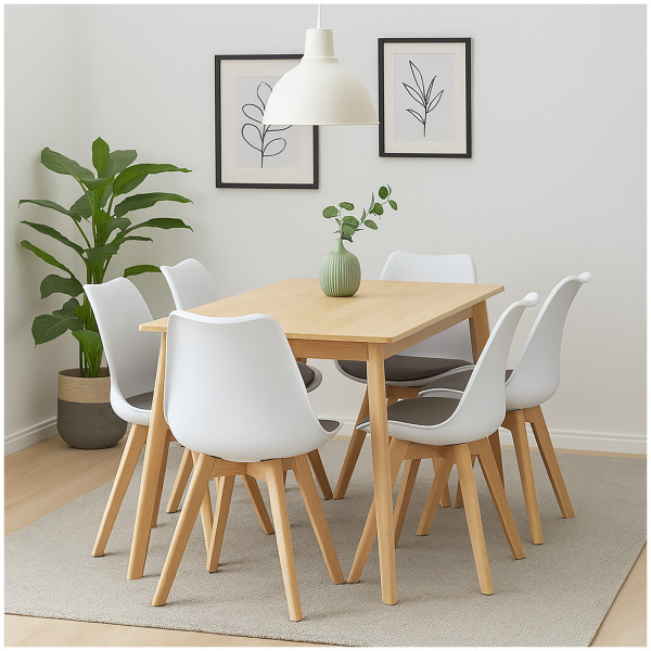 HTI-Living Atlanta Weiß, Velvet Hellgrau Stuhl