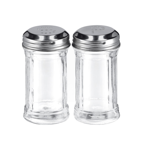 Streuer 2-teilig Glas Aufbewahren | Kännchen Frischhalten HTI | und Haushalt Pfefferstreuer Present ZELLER | & & Edelstahldeckel mit | Salz-