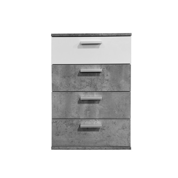 Nachtkonsole Nachtschrank Nina 4 Beton Weiß