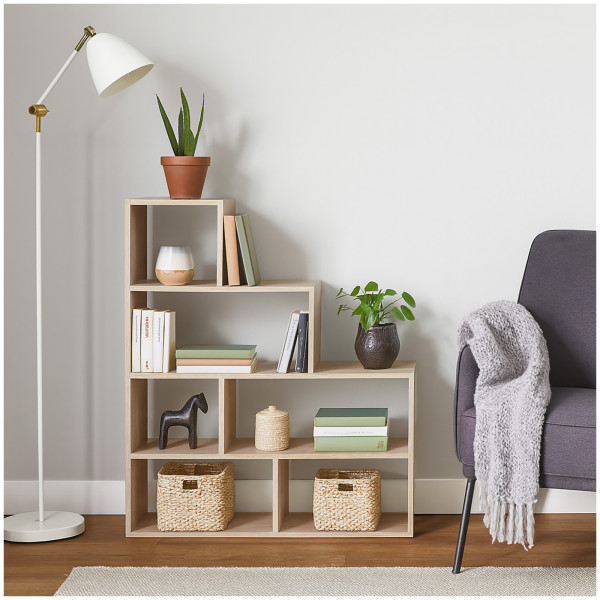 HTI-Living Bücherregal 114 x 114 x 30 cm vielseitig einsetzba Stufenregal in Sonoma Holzoptik Raumte