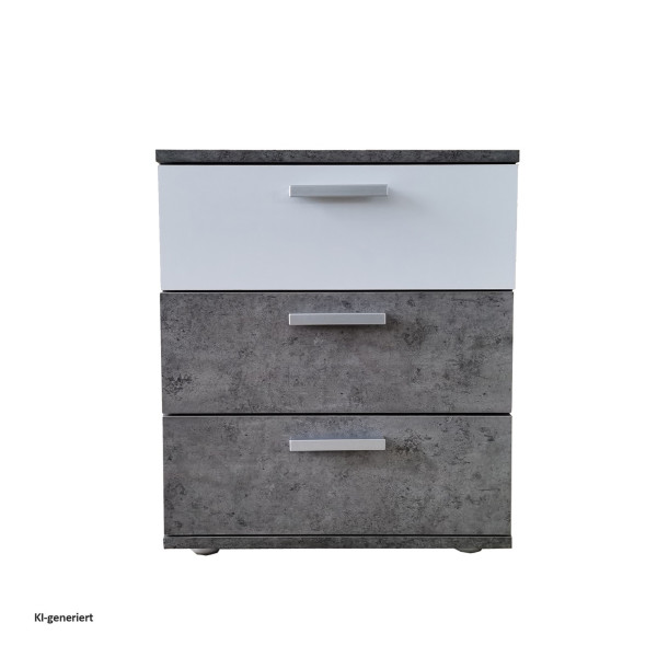 Nachtkonsole Nachtschrank Nina 3 Beton Weiß