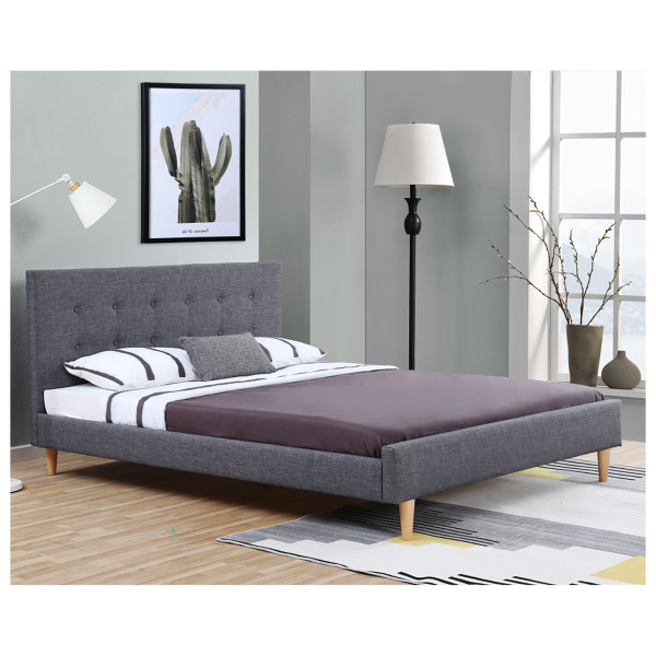 Bett 180 Linn Dunkelgrau Polyester