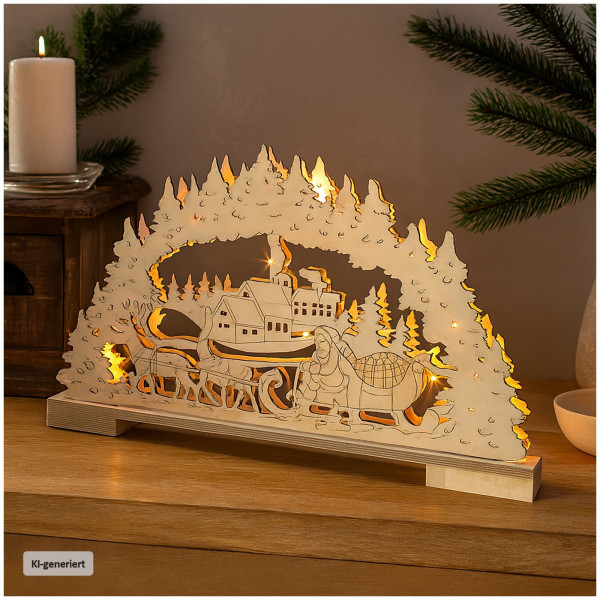 Schwibbogen Weihnachtsschlitten Natur