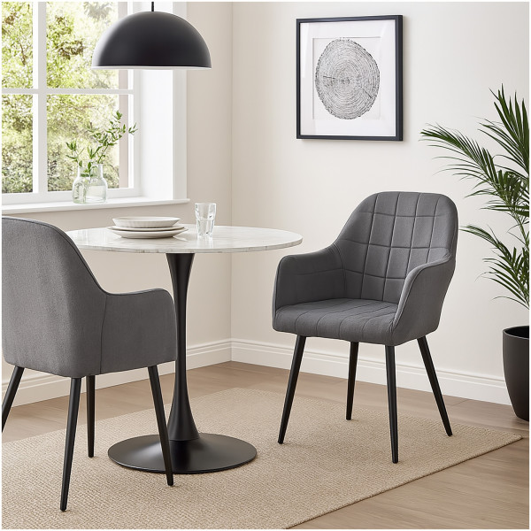 HTI-Living Albany Grau Armlehnenstuhl Retro 2er Set