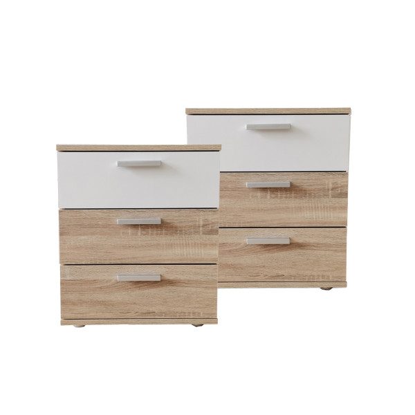 Nachtkonsole Nachtschrank Nina 3 Sonoma Weiß 2er