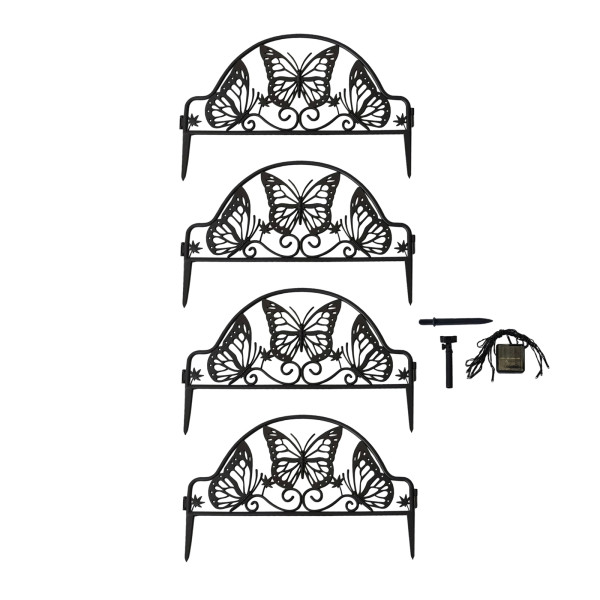 HTI-Living Schmetterling 4-teilig Braun Zierzaun Nessa Solar