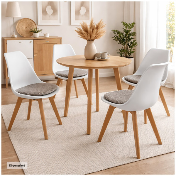 Stuhl Atlanta Weiß/PU Braun Muster 4er-Set