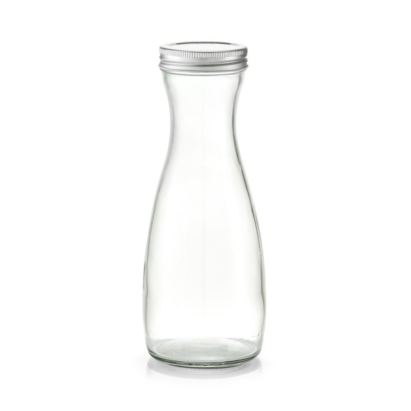 Glaskaraffe m. Metalldeckel, 1000 ml