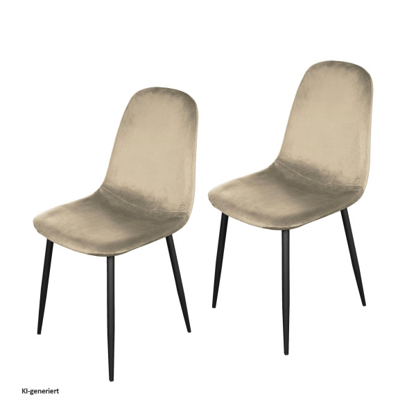 Stuhl Savannah Velvet Creme 2er-Set