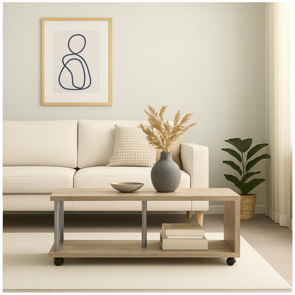 HTI-Living Sonoma Breite 110 cm Couchtisch mit Ablagefach und Rollen