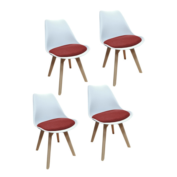 Stuhl Atlanta Weiß/Webstoff Rot