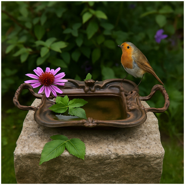 HTI-Living Gartenschale Dekoration Antik Rustikale Vogeltränke aus Metall