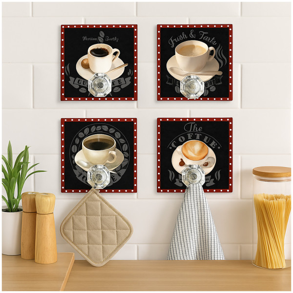 HTI-Line Coffee Wandhaken 4er-Set