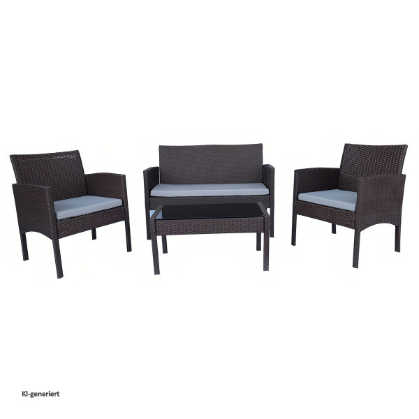 4-teiliges Outdoorset Zita braun/beige Polyrattan