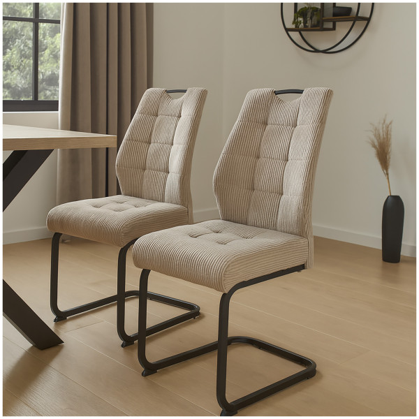 HTI-Living mit trendigem Cord-Bezug Modernes 2er Set Schwingstühle Taupe