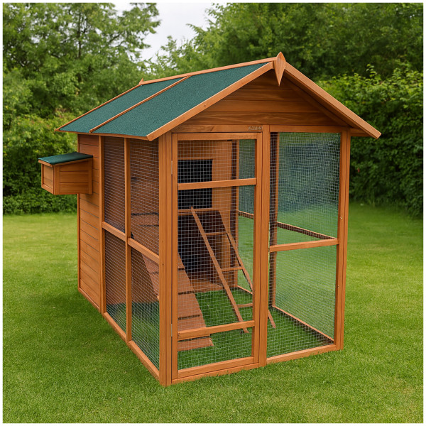 HTI-Living für 6 - 8 Hühner Großes Hühnerhaus mit Freilaufgehege