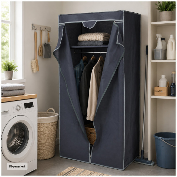 GARDEROBE Stoffschrank 75X46X160CM DUNKELGRAU