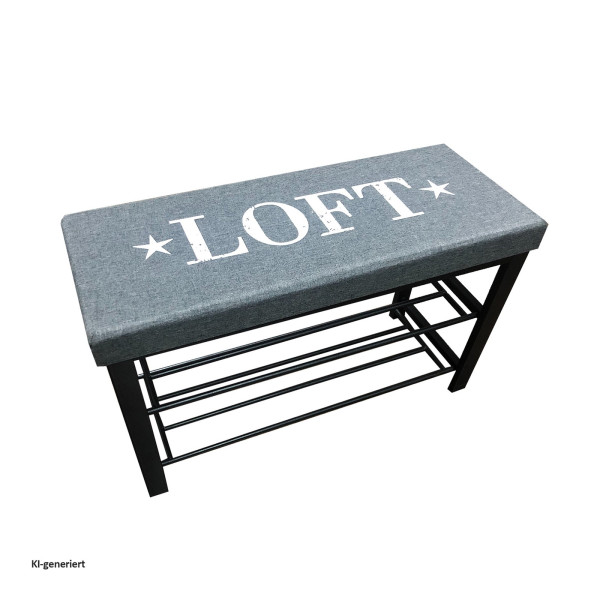 Schuhbank Mandy Loft Grau Leinen