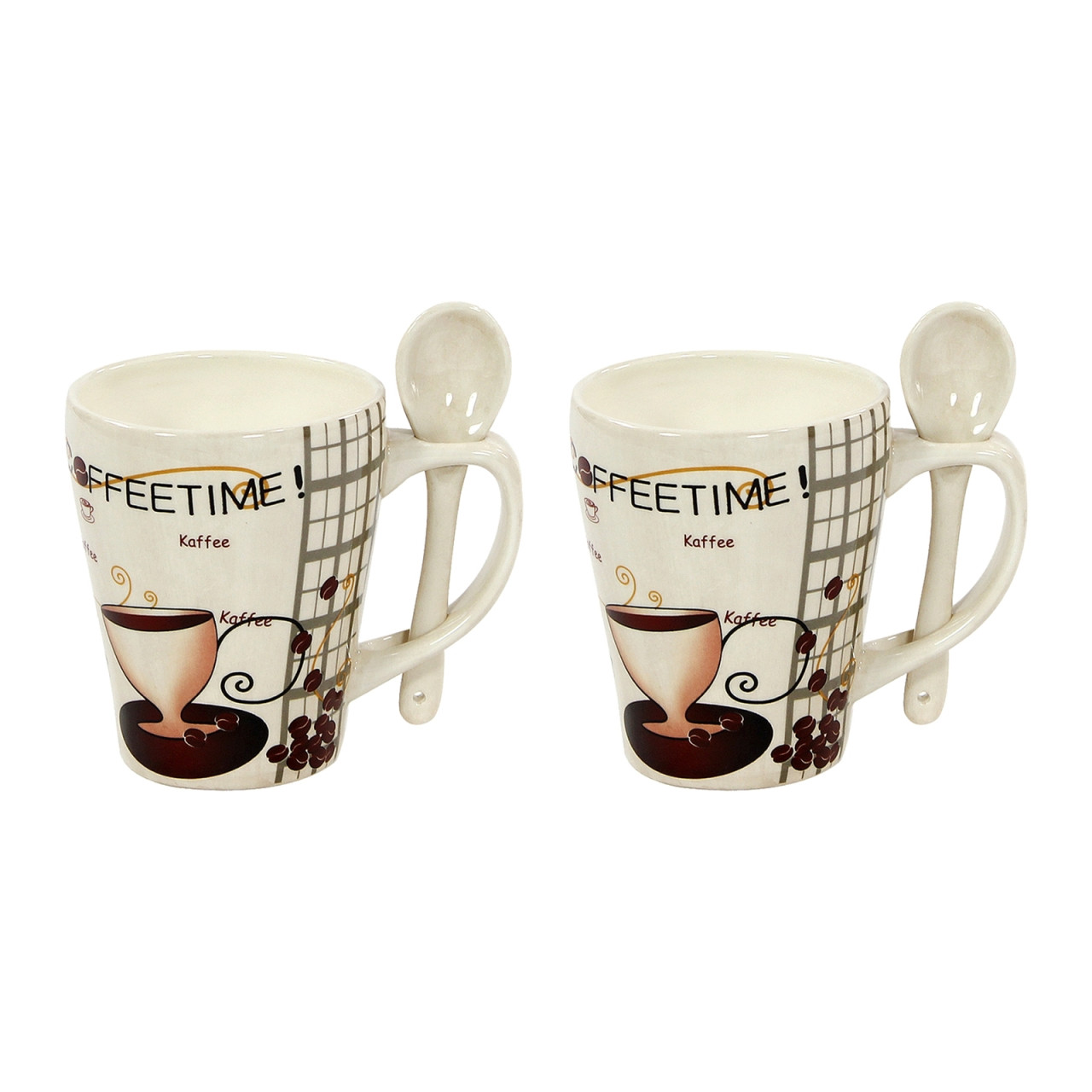 neuetischkultur Kaffeebecher mit Löffel Coffeetime 2er-Set